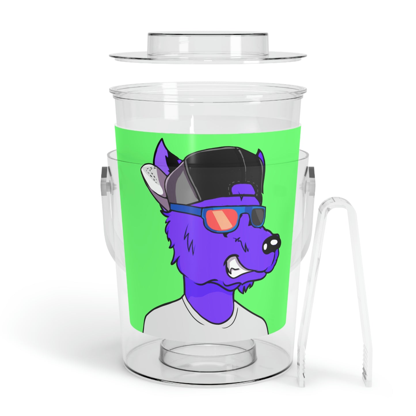 Cyborg Wolf Purple Fur Werewolve Ice Bucket with Tongs