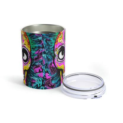 Trippy psychedelic Skull Skeleton Head Face Tumbler 10oz