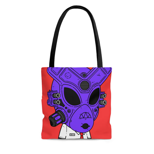 Shirt Tie Armored Purple Future Alien Cyborg Machine Visitor AOP Tote Bag