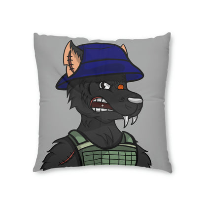 Army Black Wolf Cyborg Werewolve Tufted Floor Pillow, Square