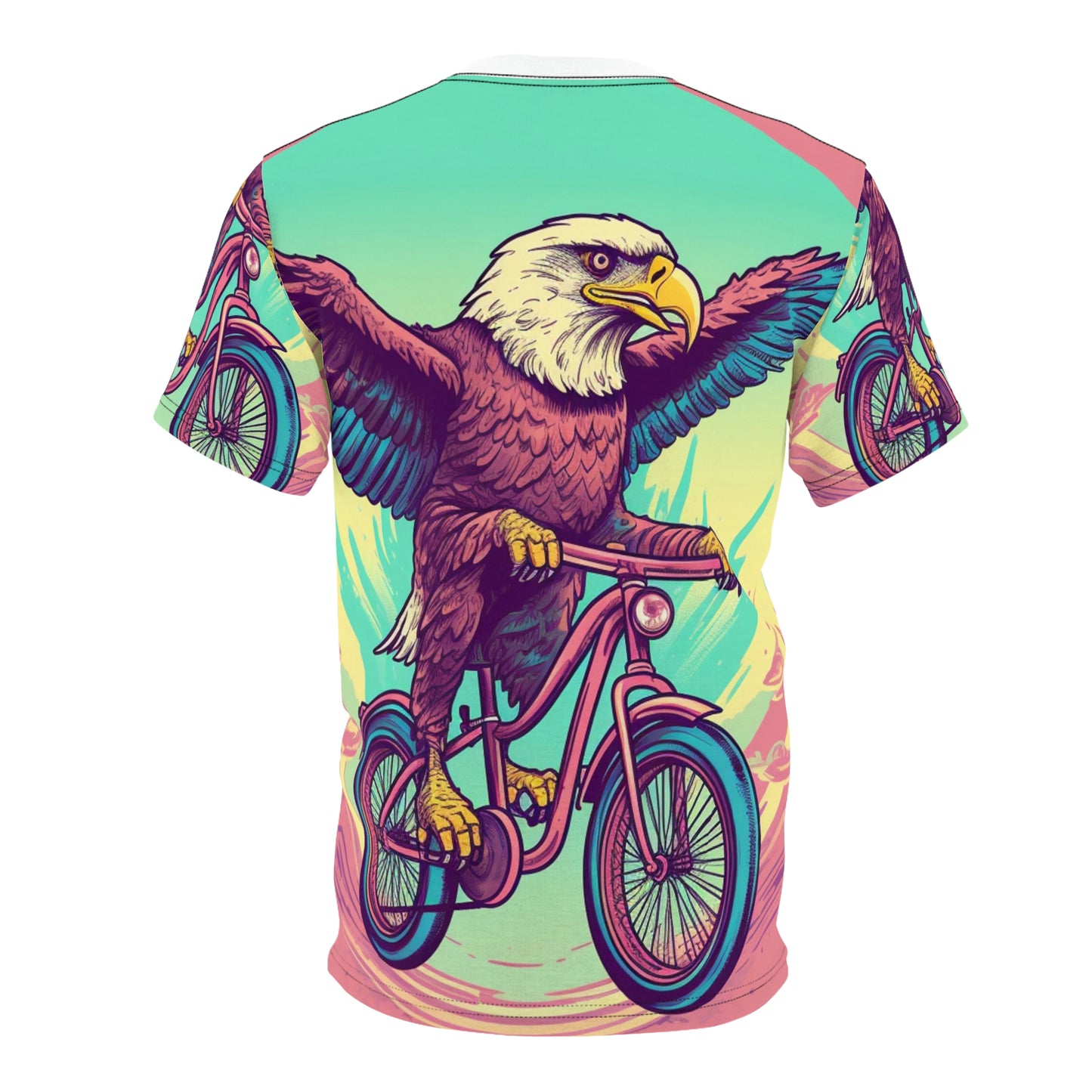 Bicycle Bike American Eagle Biker Graphic Unisex Cut & Sew Tee (AOP)