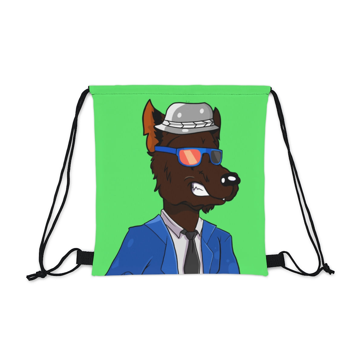 Traje azul de piel de lobo marrón Corbata de negocios Hombre lobo al aire libre Mochila saco