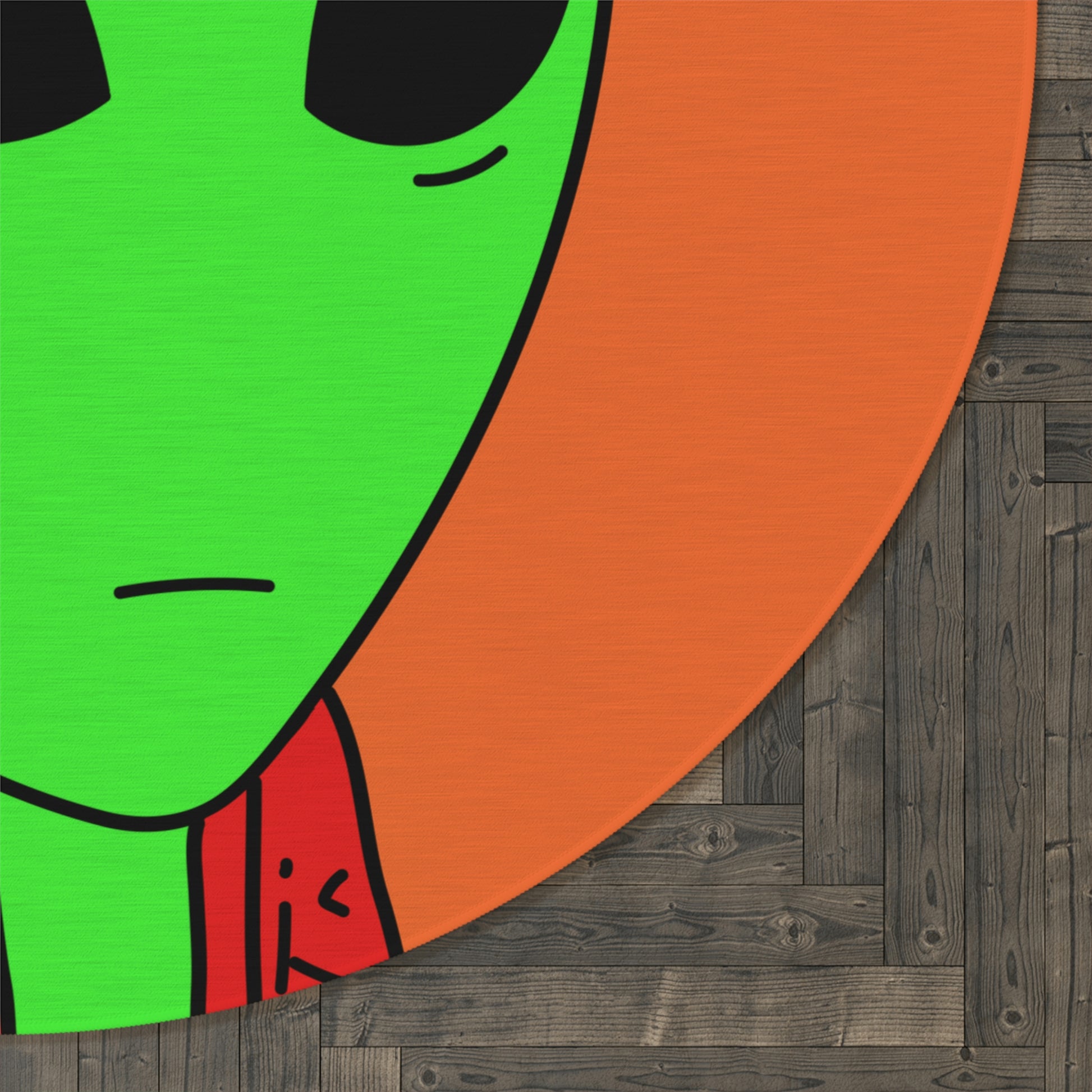 Red Robe Alien Black Top Hat Green Visitor Round Rug - Visitor751