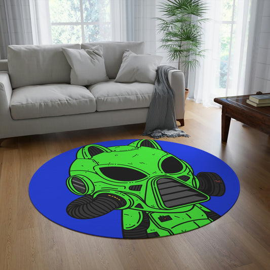 Armored Green Future Alien Cyborg Machine Visitor Round Rug - Visitor751