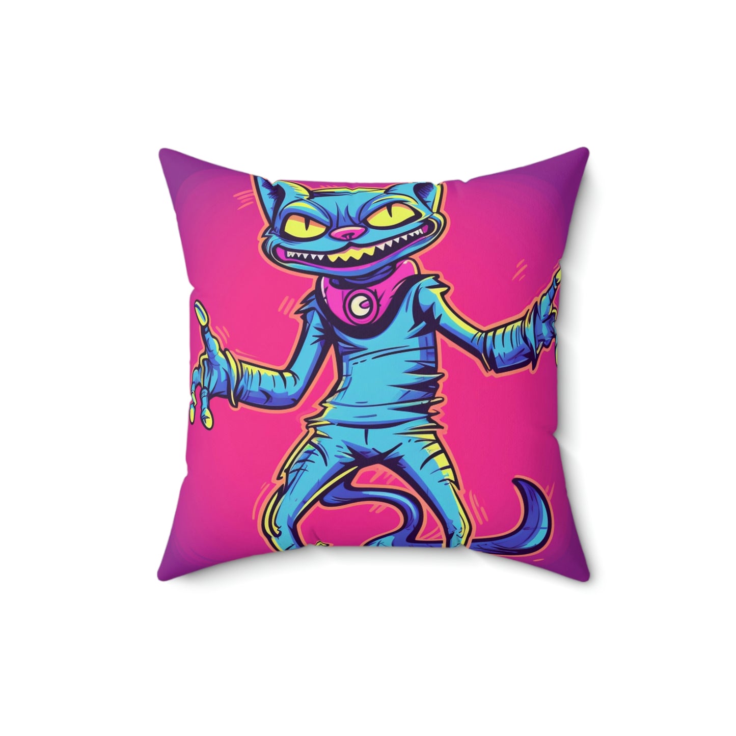 Evil Alien Cat Style Spun Polyester Square Pillow