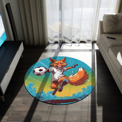 Fox Soccer Athletic Sport Anime Graphic Round Rug