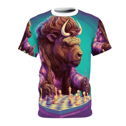 American Buffalo Bison Chess Player Graphic Unisex Cut & Sew Tee (AOP)