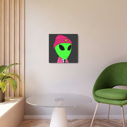 Peace Alien Pink Suit Business Metal Art Sign