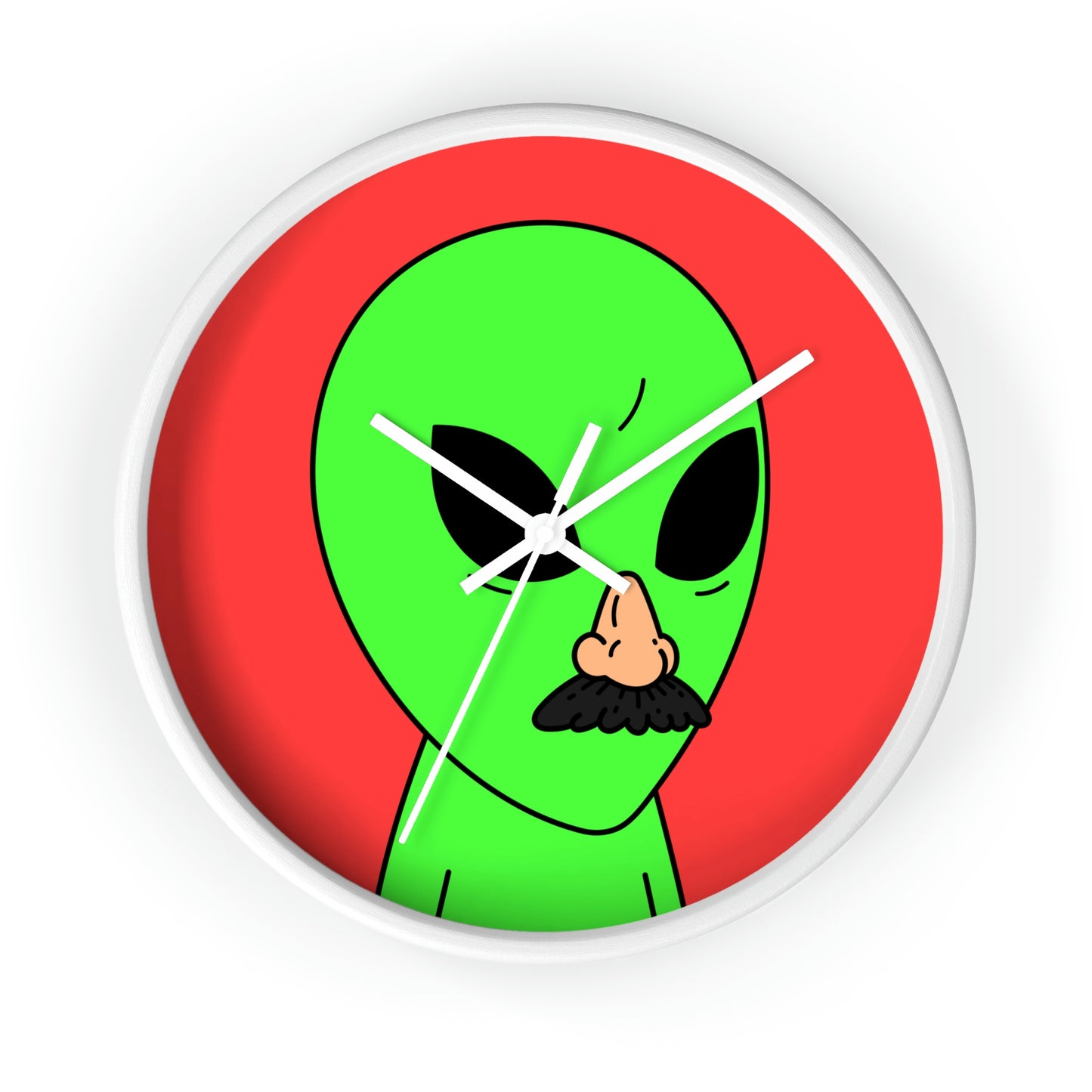 Green Visitor Alien Disguised Fake Nose Wall clock