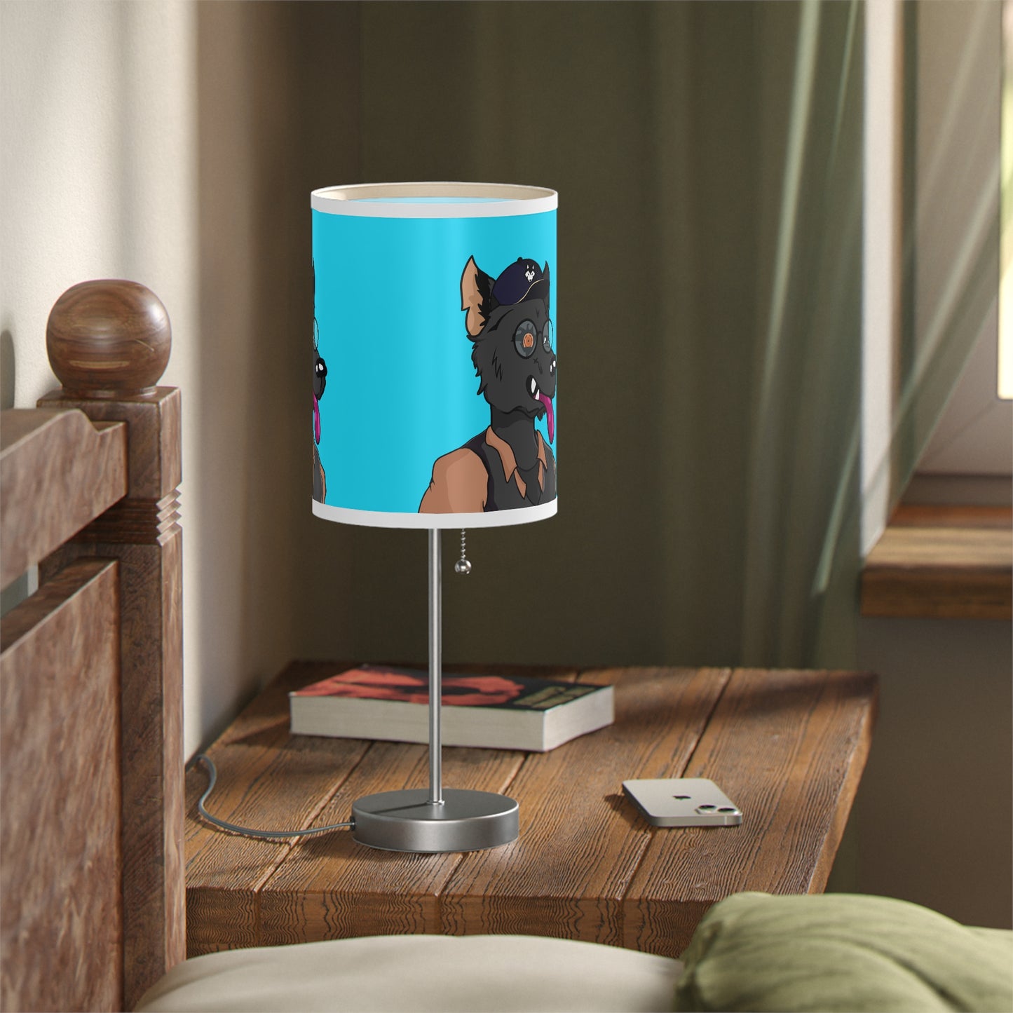 Cyborg Wolf Detective Tongue Out Lamp on a Stand, US|CA plug