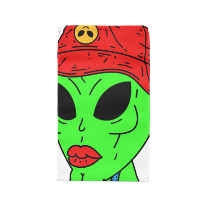 Old Green Alien Strong Chin Red Visi Hat Farmer Trouser Visitor Polyester Lunch Bag