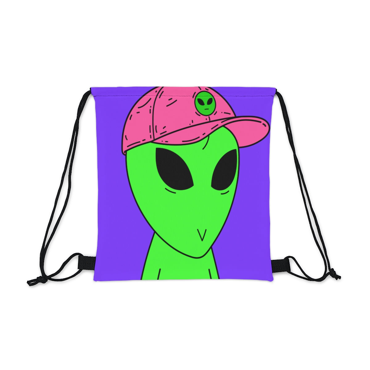 Green Alien V Face Pink Visi hat Visitor Outdoor Drawstring Bag