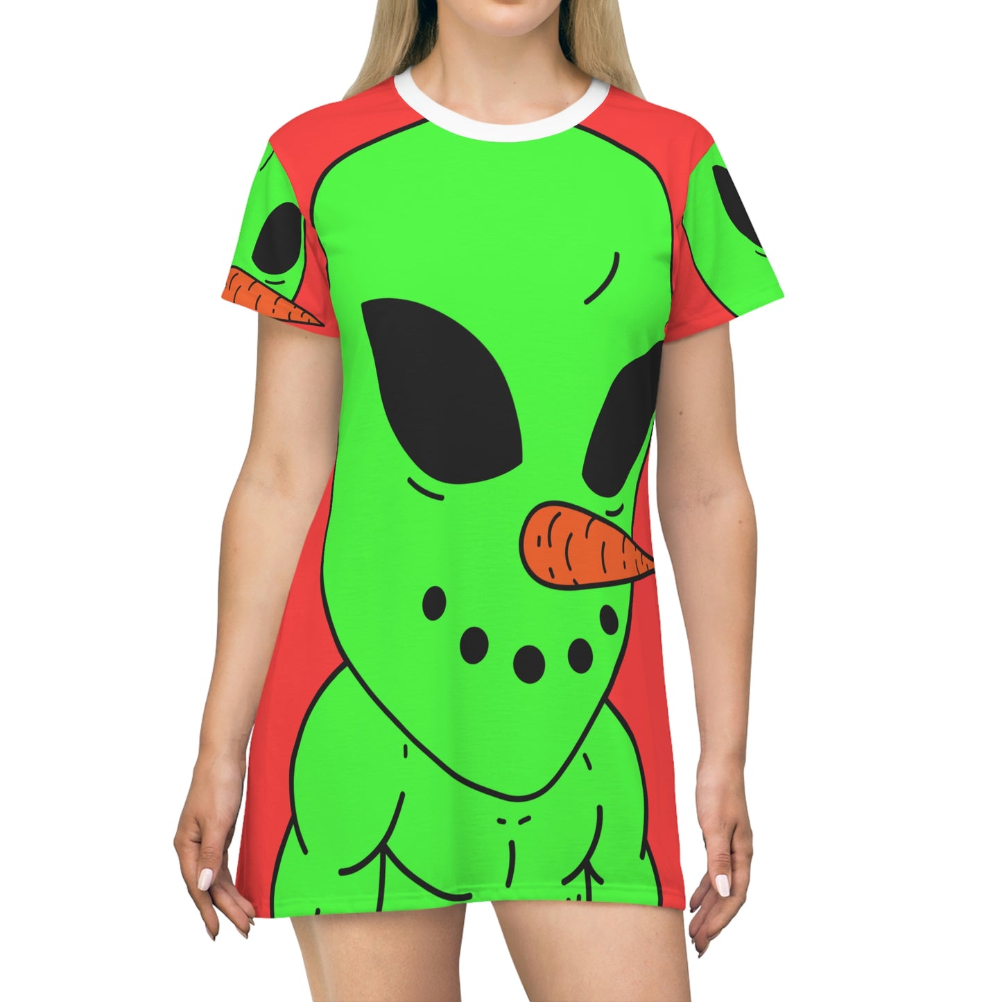 Veggie Visi The Vegetable Visitor All Over Print T-Shirt Dress