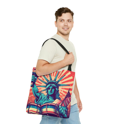 Estatua de la Libertad Drum Player Music USA Style Tote Bag (AOP) 