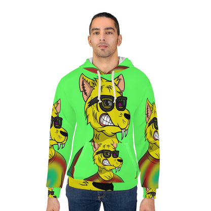 Wolve Cyborg Tie Dye Wolf Shirt Yellow Fur Cool Sun Glasses AOP Unisex Pullover Hoodie