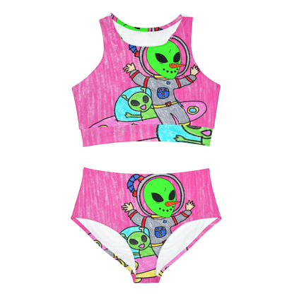 Veggie Visi Alien Vegetable Visitor UFO Sporty Bikini Set (AOP)