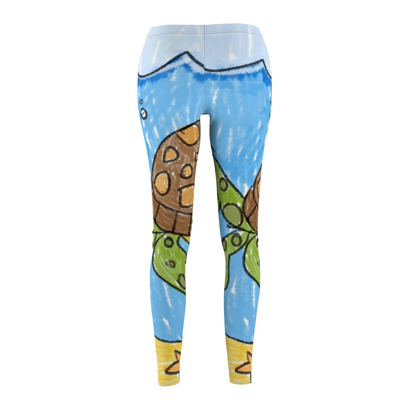 Sea Turtle Beach Sand Ocean Women's Cut & Sew Casual Leggings