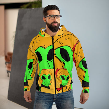 Squid Alien Spartan AOP Unisex Zip Hoodie