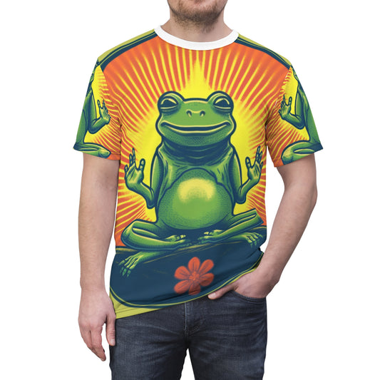 Yoga Frog Namaste Amphibian Relax Graphic Unisex Cut & Sew Tee (AOP)