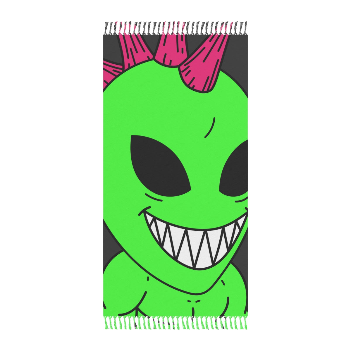 Spiked Pink Hair Muscle Big Smile Green Alien Visitor Boho Beach Cloth