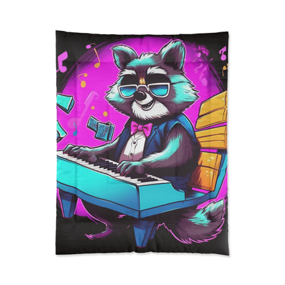 Piano Raccoon Furry Animal Keyboard Artist Musician Graphic Comforter