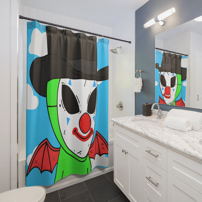 Clown Visitor Green Alien w/ Devil Wings Shower Curtains