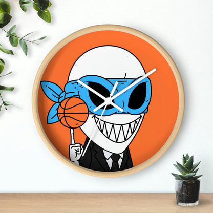 Alien BBall Sport Ninja Mask Orange Basketball Wall clock