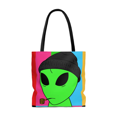 Pipa Fumar Visitante Verde Sombrero Negro Alien AOP Bolsa de tela