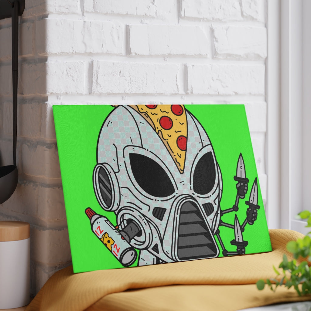 Knife Peppe Pizza Viz Wiz Armored White Future Alien Cyborg Machine Visitor Glass Cutting Board - Visitor751