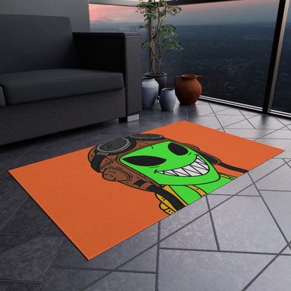 Aviator Flying Cap Green Alien Visitor Big Smile Teeth Yellow Backpack Outdoor Rug