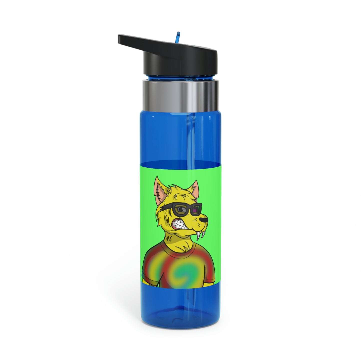 Wolve Cyborg Camisa de lobo con teñido anudado Piel amarilla Gafas de sol frescas Botella deportiva Kensington Tritan™, 20 oz