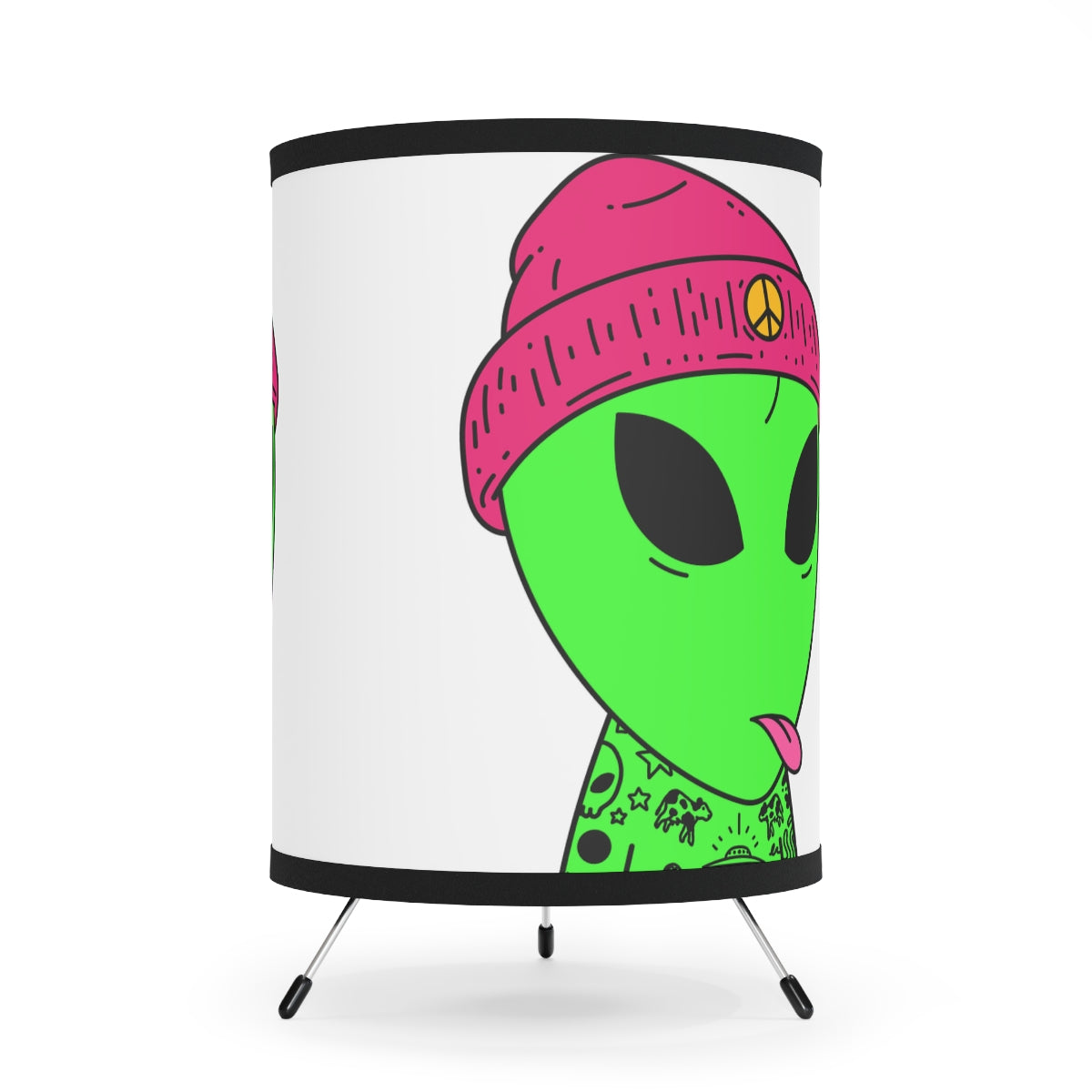 Tattoo Body Mythical Scifi Alien Tripod Lamp with High-Res Printed Shade, US\CA plug