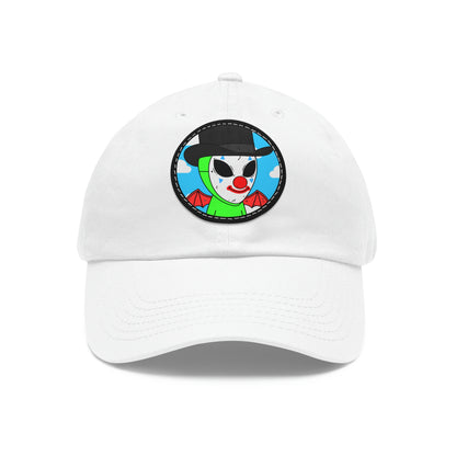 Clown Visitor Green Alien w/ Devil Wings Dad Hat with Leather Patch (Round)