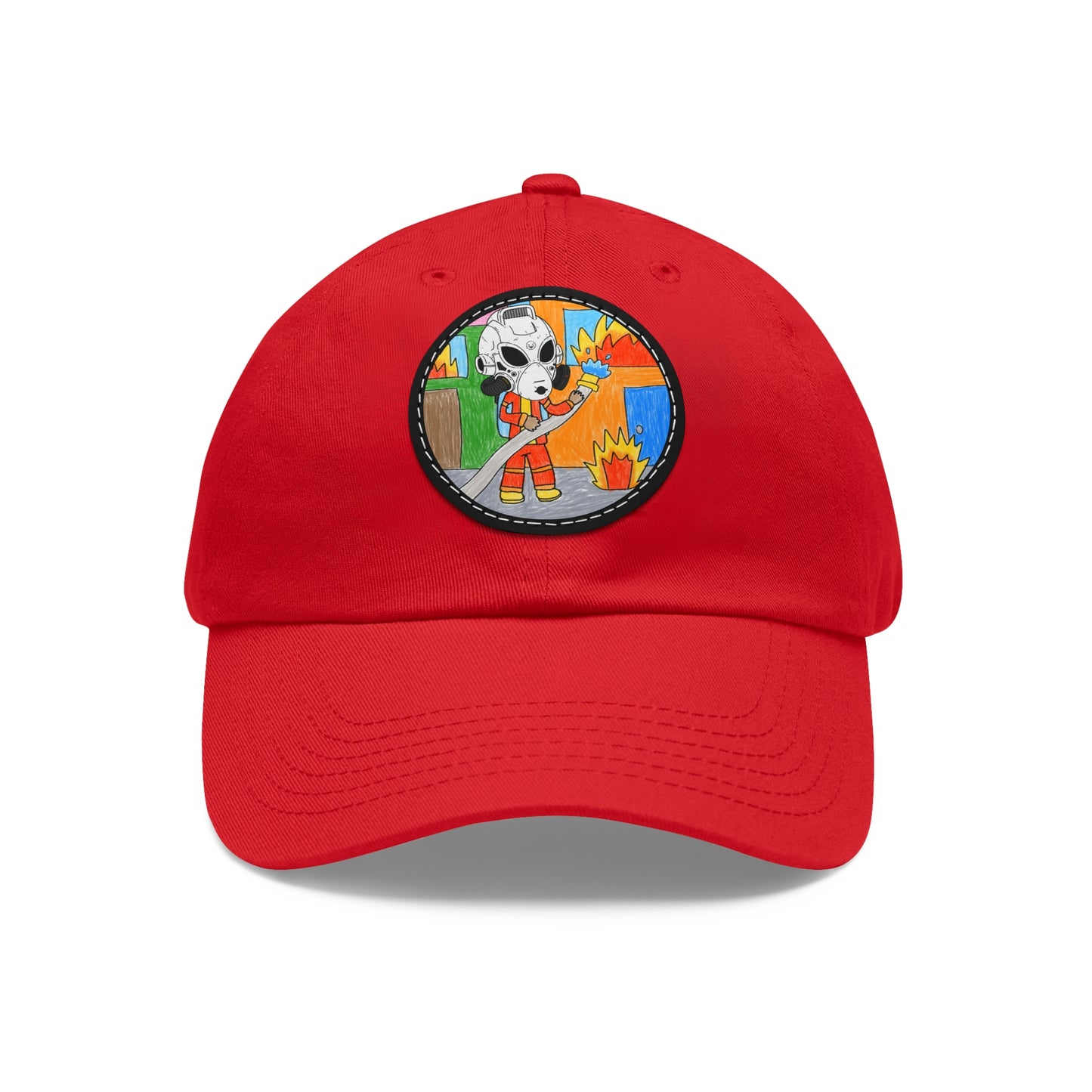 Robot Fire Fighter LOL Alien Visitor Dad Hat with Leather Patch (Round)