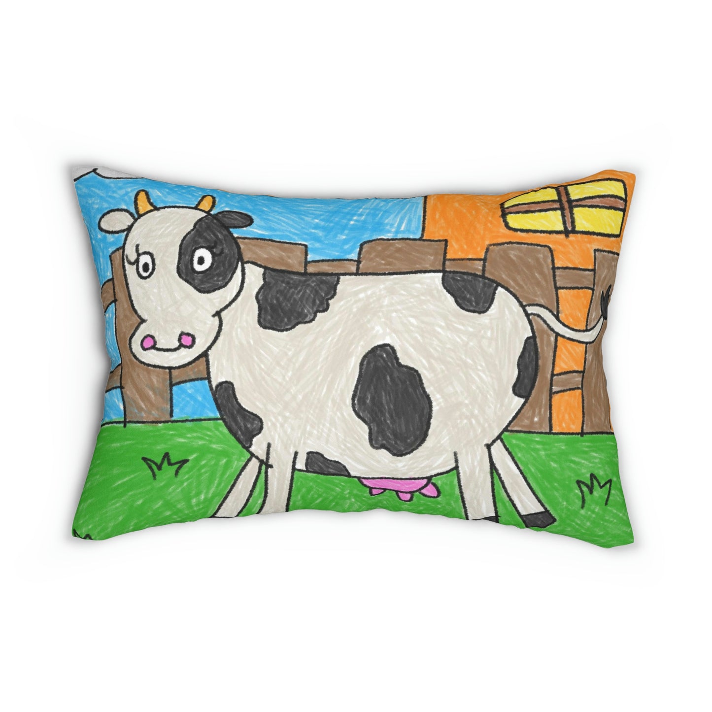 Cow Moo Farm Barn Animal Character Spun Polyester Lumbar Pillow