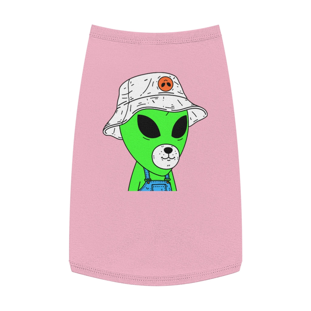 Green Dog Face Visitor Alien Hat Farmer Trousers Pet Tank Top - Visitor751