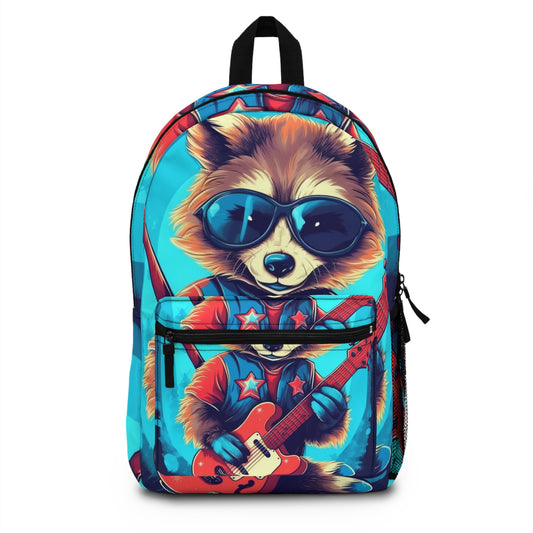 Rock Star Raccoon - Animal Musician Playing Guitar Backpack