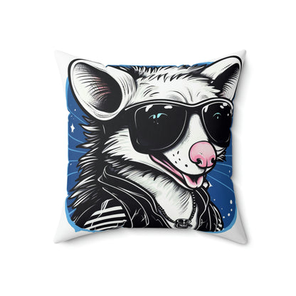 Whimsical Possum Retro Art Spun Polyester Square Pillow