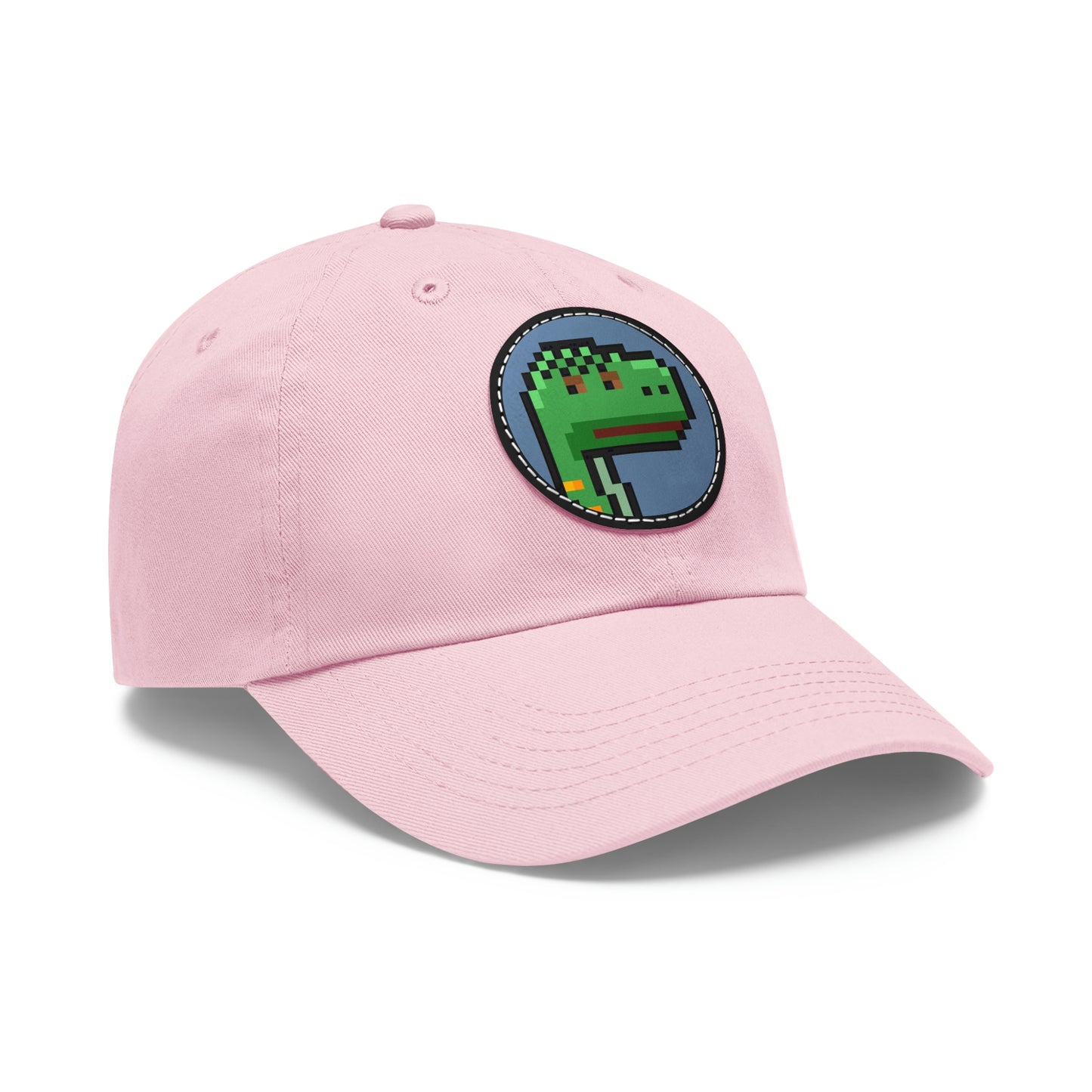 Dinosaur Dino Pixel Dad Hat with Leather Patch (Round)