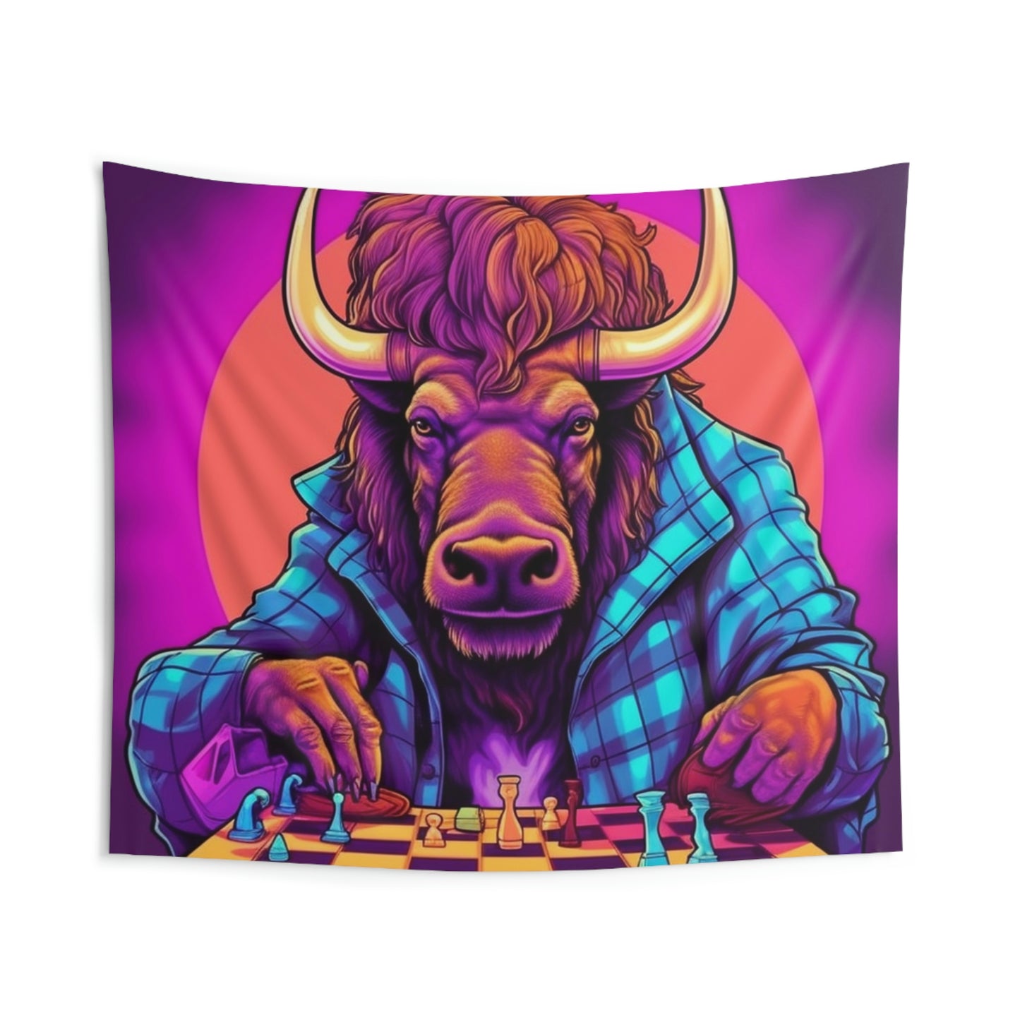 Tapices de pared para interiores con juego de ajedrez American Bison Buffalo Grand Master 