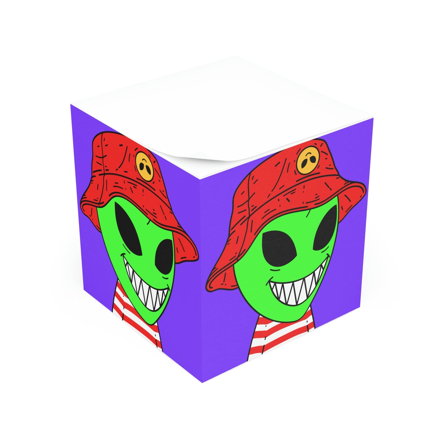 Alien Character Cartoon Big Smile Note Cube