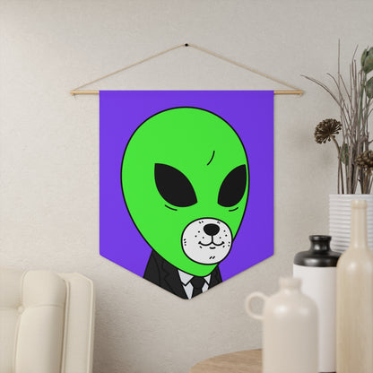 Green Alien Business Suit Dog Face Visitor Pennant