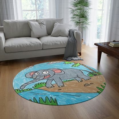 Elefante Elephant King Safari Animal Round Rug