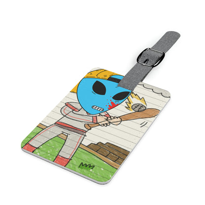 Alien Blue Blood Baseball Saffiano Polyester Luggage Tag, Rectangle