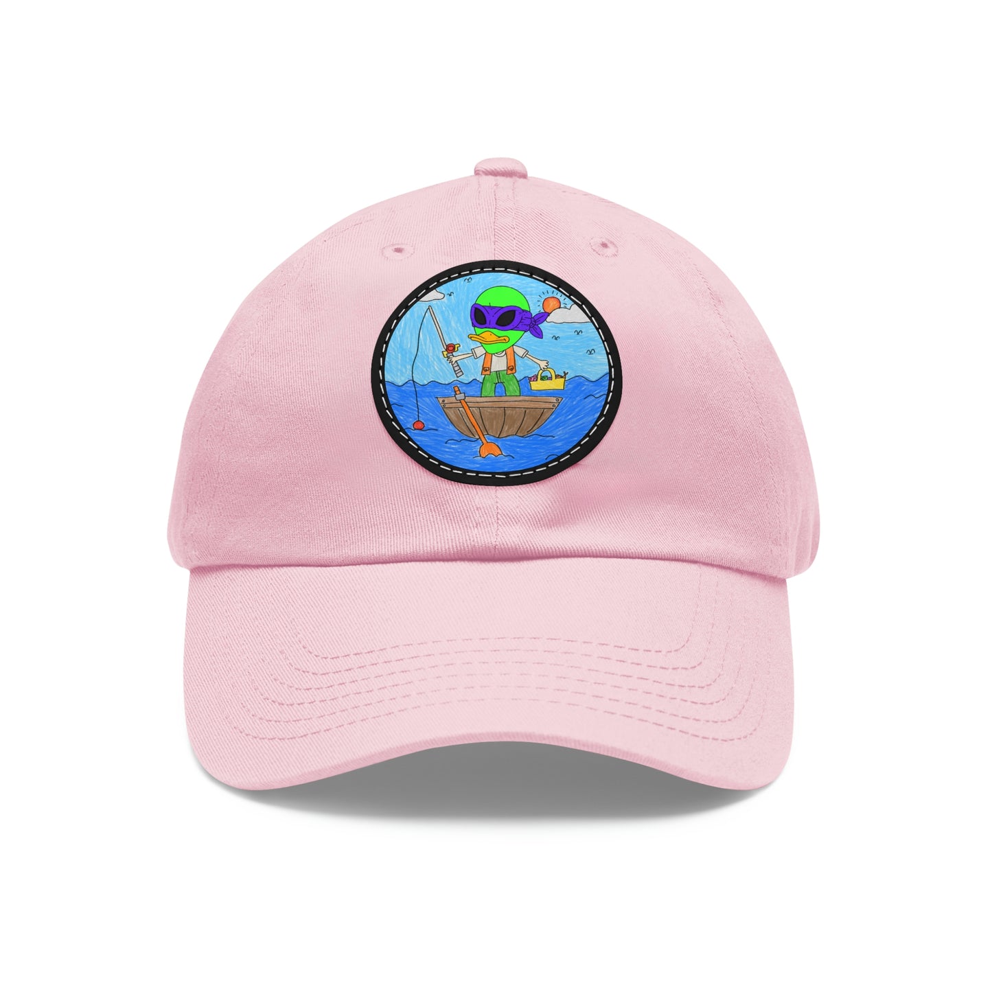 Alien Fisherman Visitor 751 Fish Dad Hat with Leather Patch (Round)