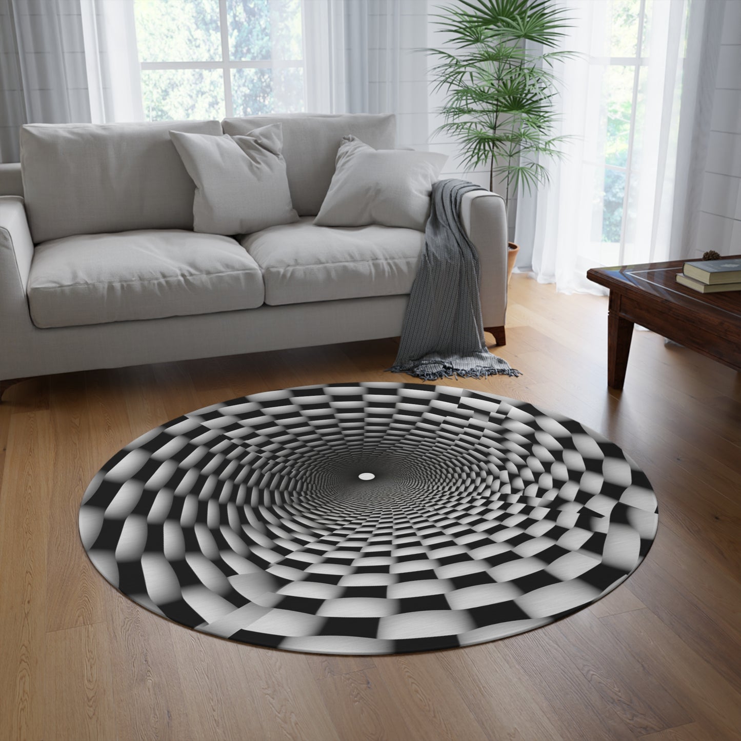 3D Optical Illusion Vortex Bottomless Hole design Round Rug