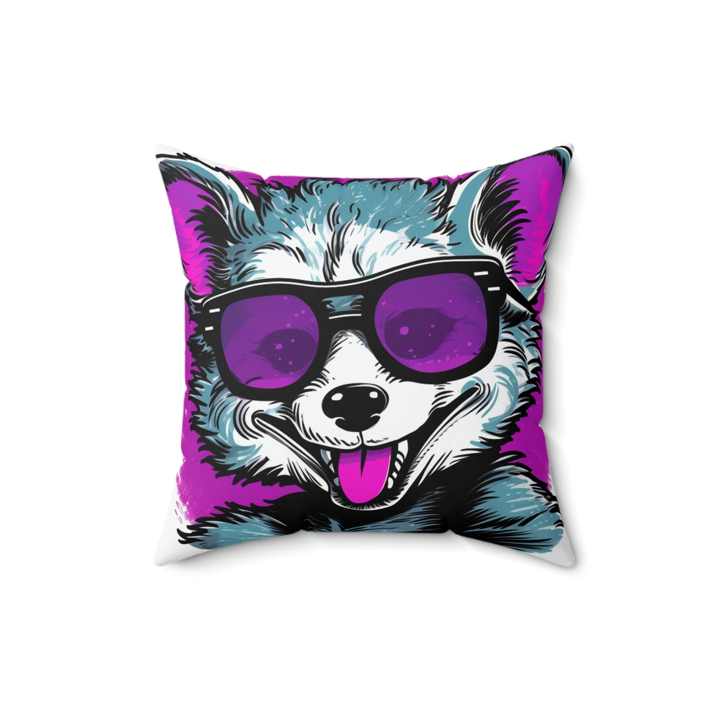 Cheerful Possum Animated Graphic Spun Polyester Square Pillow