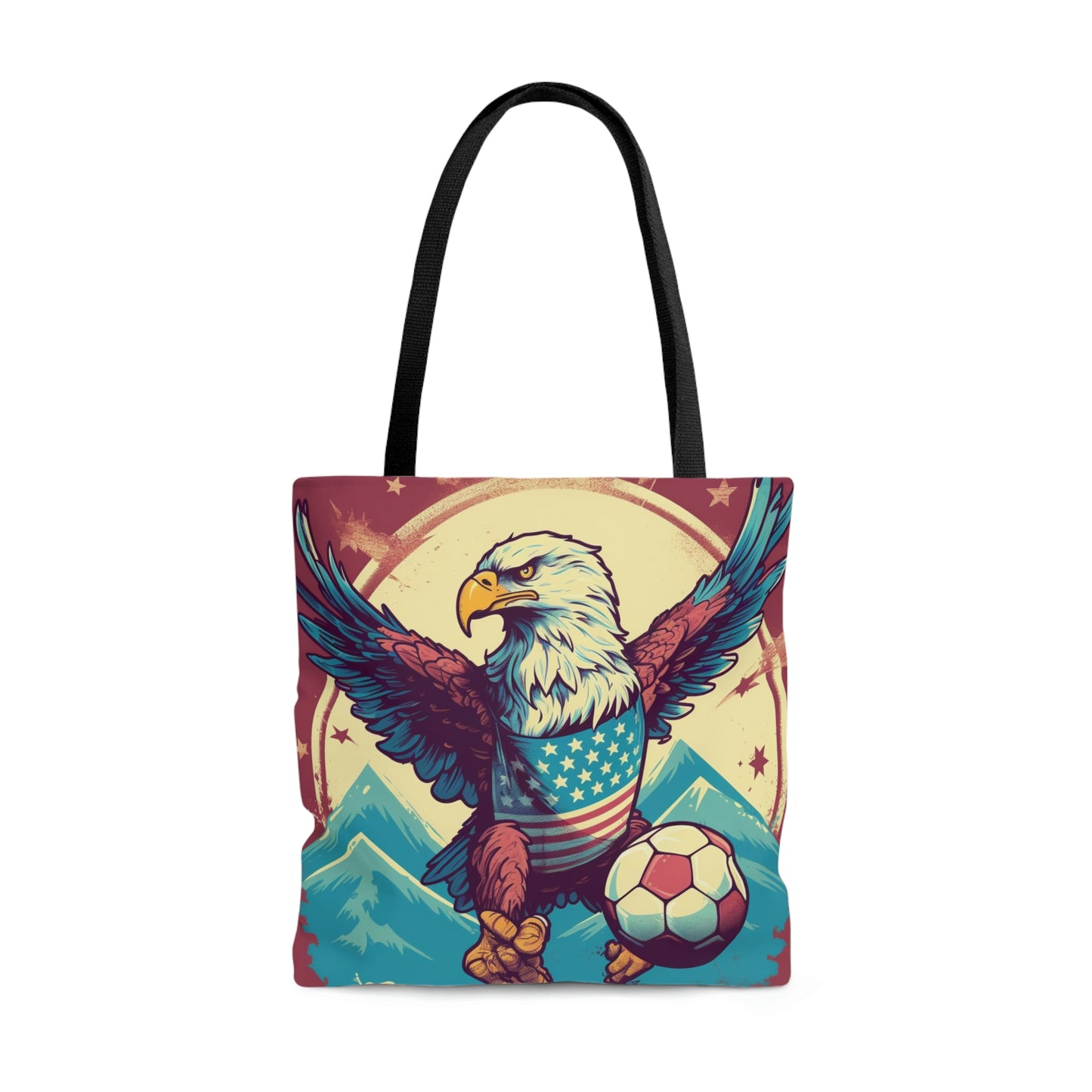 American Bald Eagle Soccer Athletic Team USA Graphic Tote Bag (AOP)