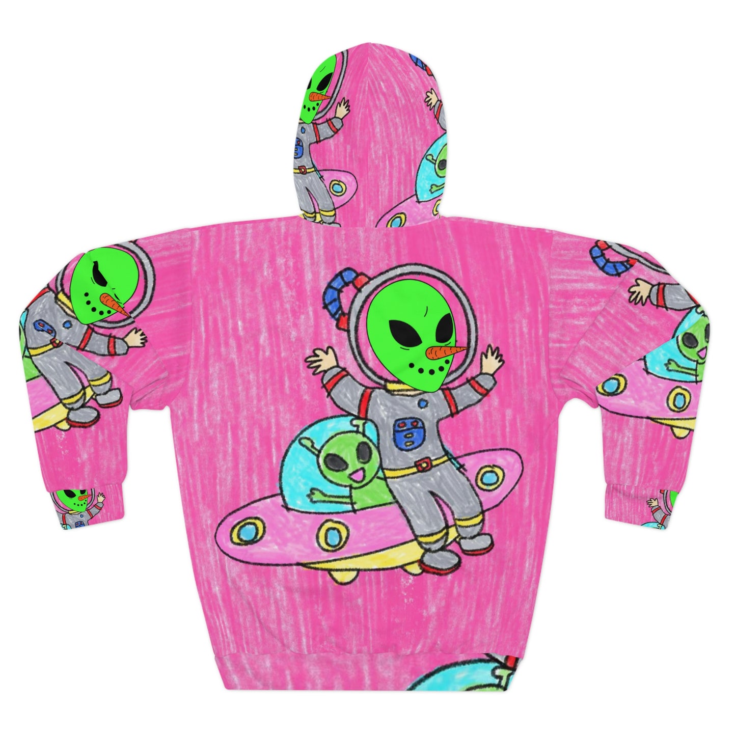 Veggie Visi Flying Alien UFO Space Ship AOP Unisex Pullover Hoodie