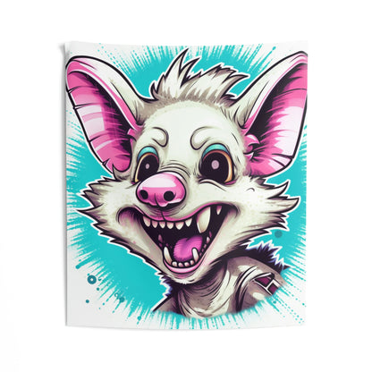 Animated Opossum Retro Anime Fun Graphic Indoor Wall Tapestries